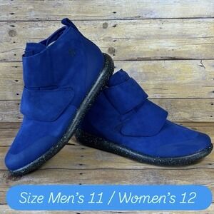 World Boots Lees Winter Blue Spec Black Suede Velcro Mid Top Sneakers Mens 11